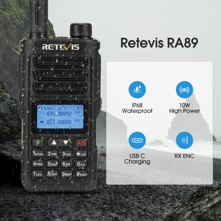 RETEVIS RA89 UV Dual-segment IP68 Waterproof Dual-guard Dual-standby Walkie Talkie(US Frequency 144-148/420-450MHz)