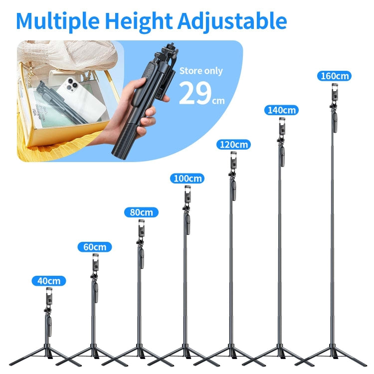 Pixel ST2 1.6m Anti Shake Selfie Stick Head Tripod Handheld Portable Folding Remote Control Outdoor Photo Stands(With Bluetooth Remote Control)