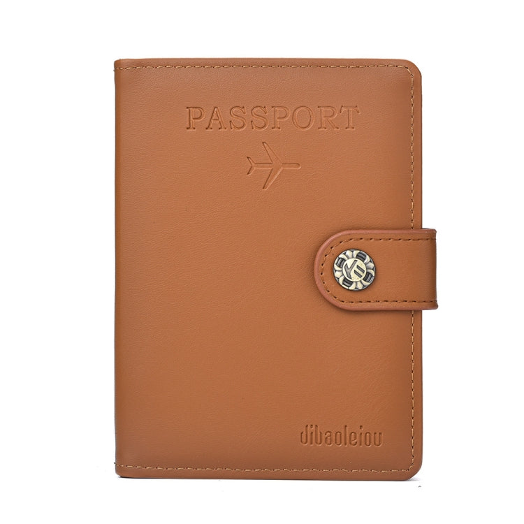 Dibaoleiou Buckle PU Leather ID Card Storage Bag Multifunctional Passport Case(Brown)
