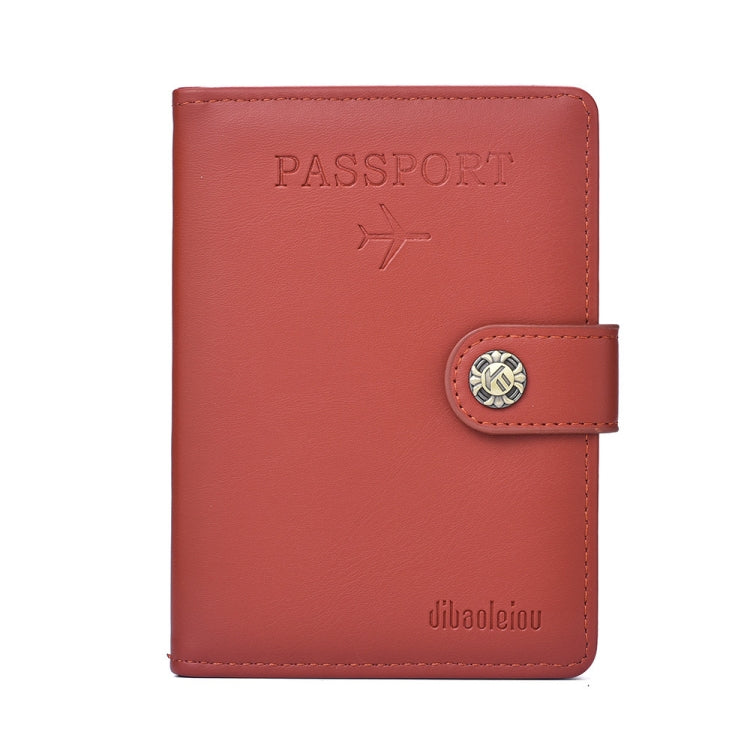 Dibaoleiou Buckle PU Leather ID Card Storage Bag Multifunctional Passport Case(Red)