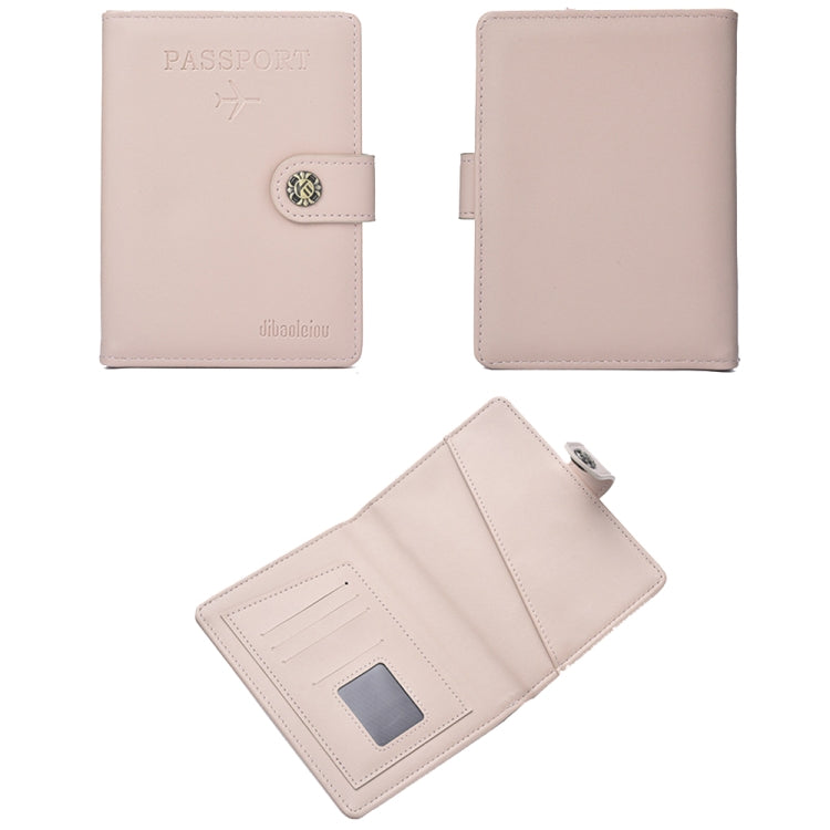 Dibaoleiou Buckle PU Leather ID Card Storage Bag Multifunctional Passport Case(Pink)