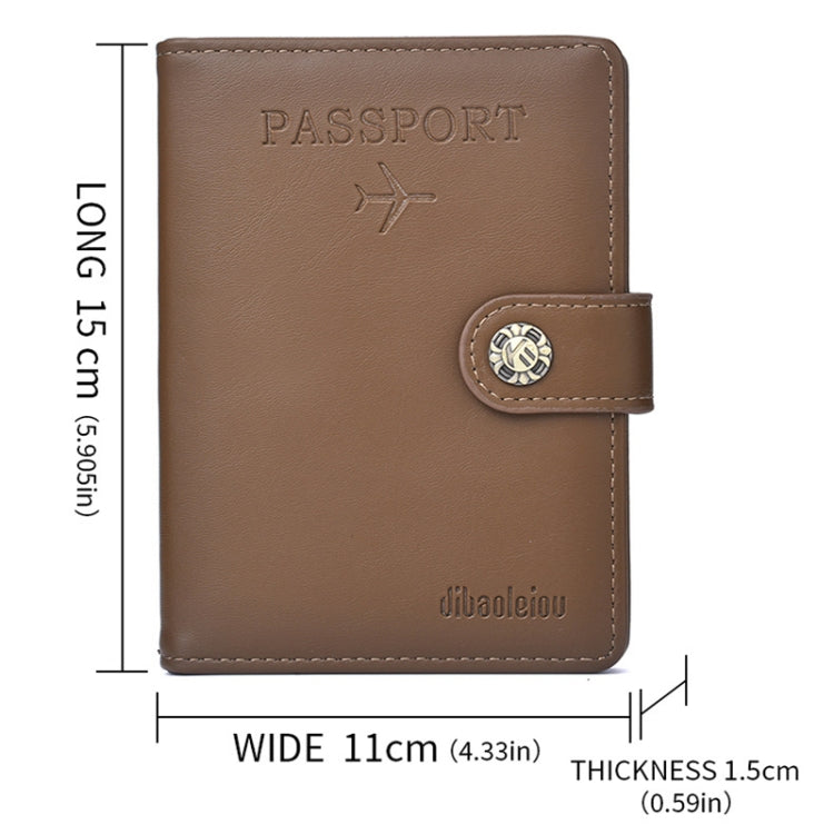Dibaoleiou Buckle PU Leather ID Card Storage Bag Multifunctional Passport Case(Brown)