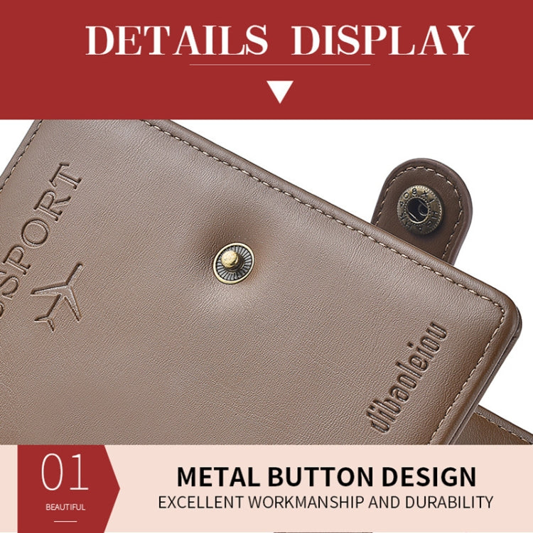 Dibaoleiou Buckle PU Leather ID Card Storage Bag Multifunctional Passport Case(Brown)