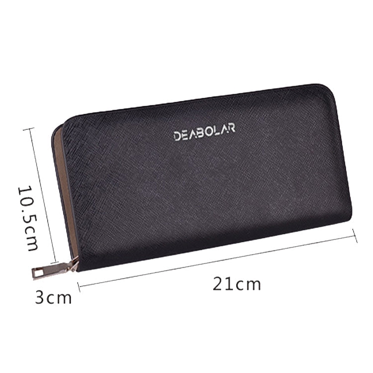 DEABOLAR Long Saffiano Leather Wallet Large Capacity Multi-compartment Zip Clutch(Beige)