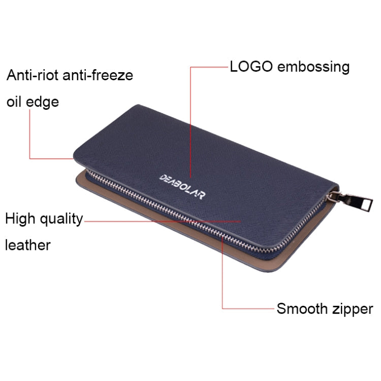 DEABOLAR Long Saffiano Leather Wallet Large Capacity Multi-compartment Zip Clutch(Khaki)