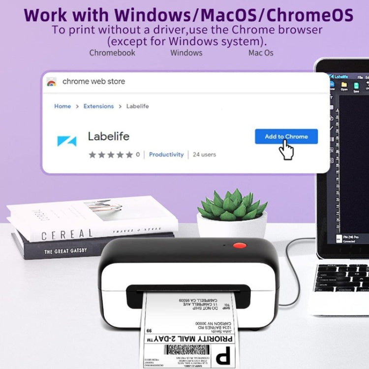 Phomemo PM246S Address Label Printer Thermal Paper Express E-Manifest Printer, Size: EU(Black White)