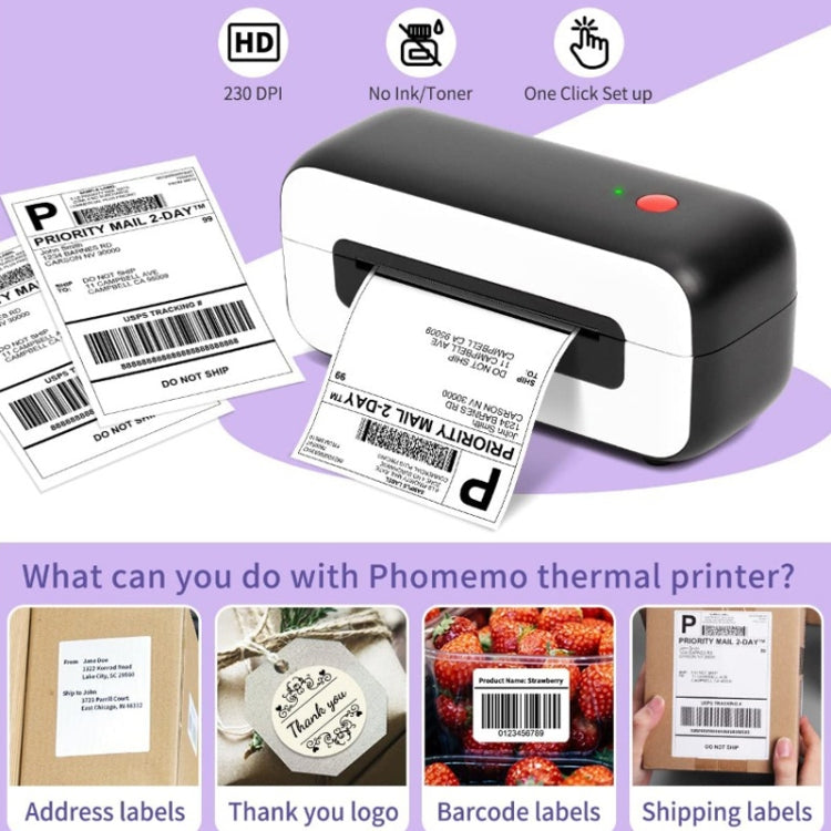 Phomemo PM246S Address Label Printer Thermal Paper Express E-Manifest Printer, Size: US(Black)