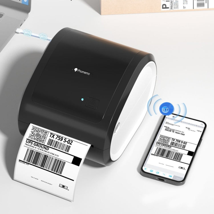 Phomemo D520-BT Bluetooth Thermal Shipping Label Printer Wireless Desktop Printer For Barcode Address Labels, Size: US(Black White)