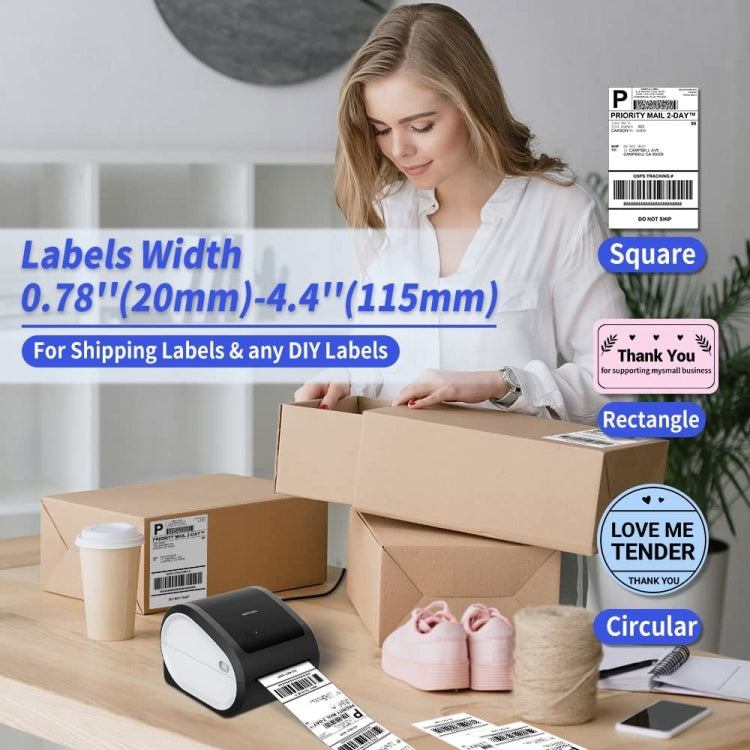 Phomemo D520-BT Bluetooth Thermal Shipping Label Printer Wireless Desktop Printer For Barcode Address Labels, Size: US(Purple White)