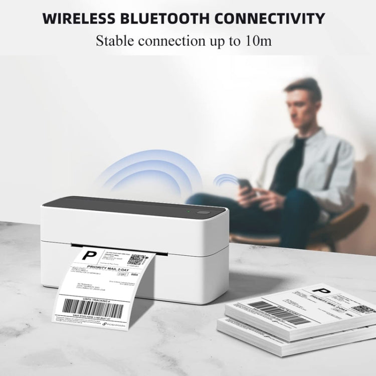 Phomemo PM241-BT Bluetooth Address Label Printer Thermal Shipping Package Label Maker, Size: US(White Blue)