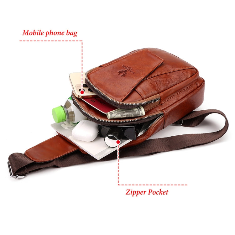 HUMERPAUL Men Shoulder Bag Leather Messengers Diligent Chest Bag(Yellow Brown)