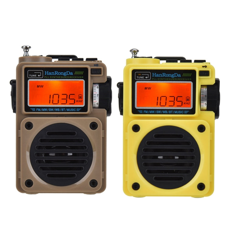 HanRongda HRD-701 Portable Full Band Radio Subwoofer Bluetooth TF Card Digital Display Radio(Khaki)