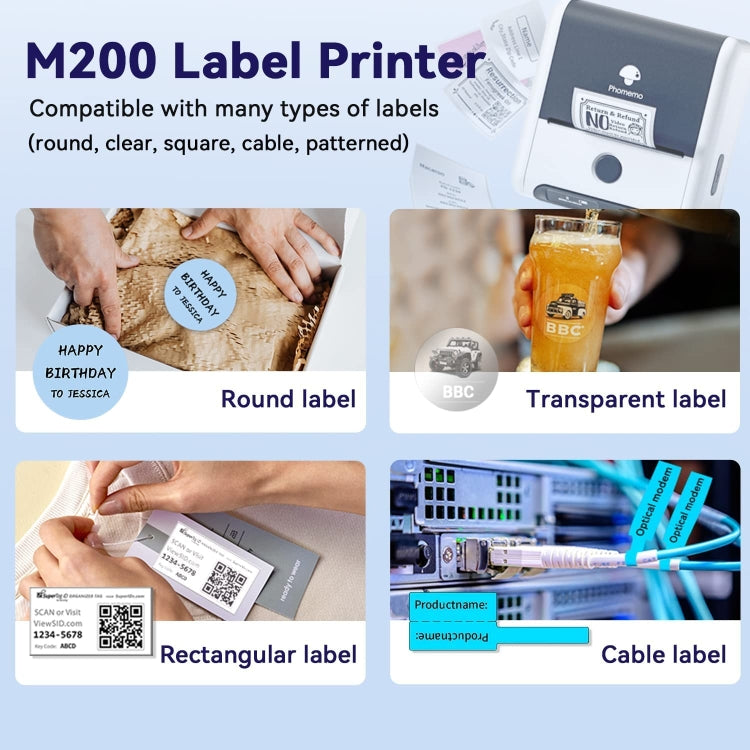 Phomemo M200 QR Code Tag Handheld Portable Bluetooth Thermal Label Printer(Black)