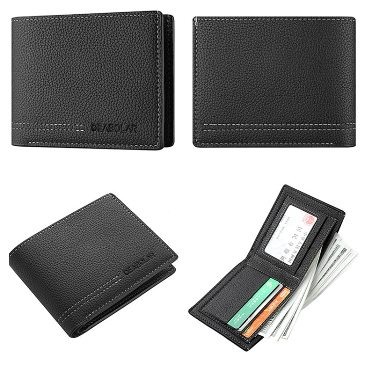 DEABOLAR Large-capacity Multi-card Men Short PU Leather Wallet(Black)