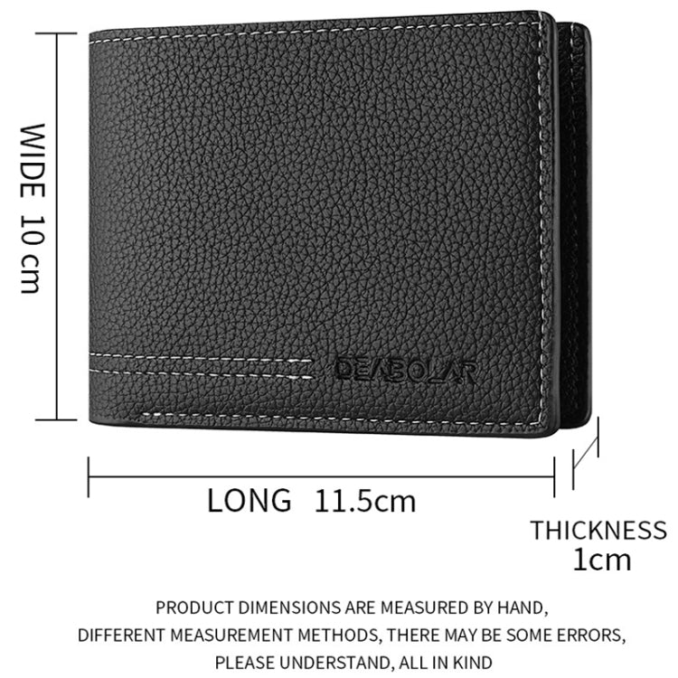 DEABOLAR Large-capacity Multi-card Men Short PU Leather Wallet(Black)