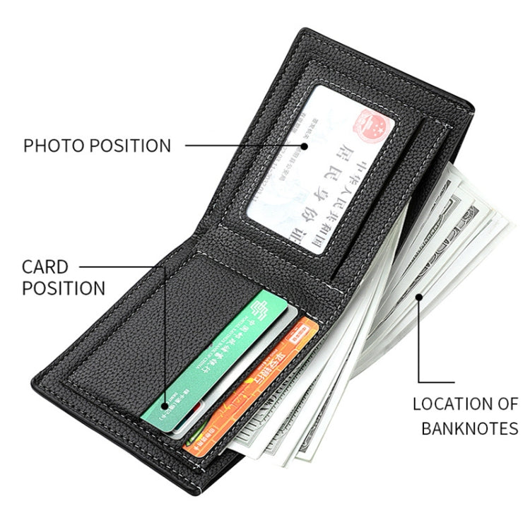DEABOLAR Large-capacity Multi-card Men Short PU Leather Wallet(Brown)