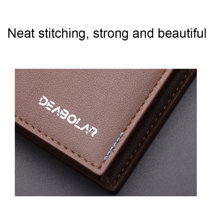 DEABOLAR Large-Capacity Multi-Card Men Short PU Leather Wallet(Brown Vertical)