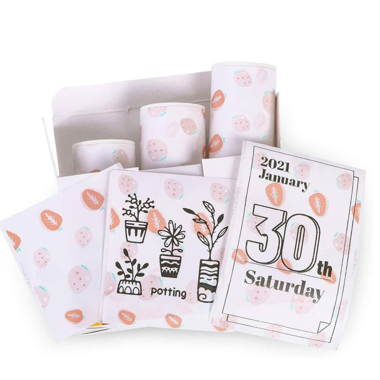 For Phomemo T02 3rolls Bluetooth Printer Thermal Paper Label Paper 50mmx3.5m 20 Years Milk Strawberry Sticker