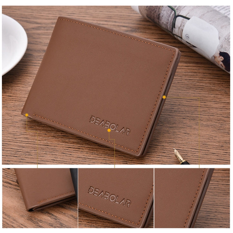 DEABOLAR Multifunctional Men Short PU Leather Wallet Multi-Card Coin Purse(Light Coffee)