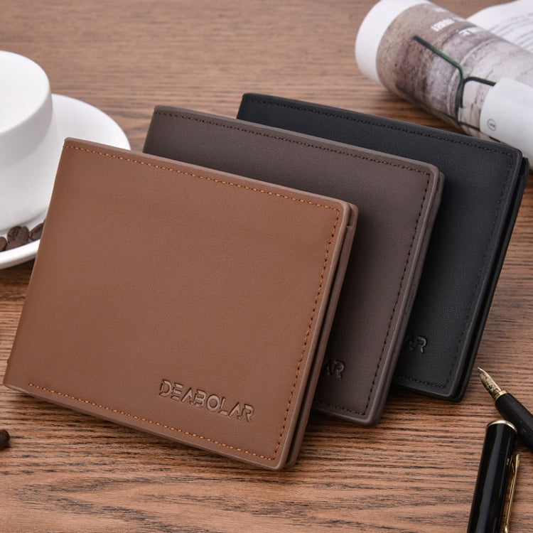 DEABOLAR Multifunctional Men Short PU Leather Wallet Multi-Card Coin Purse(Light Coffee)