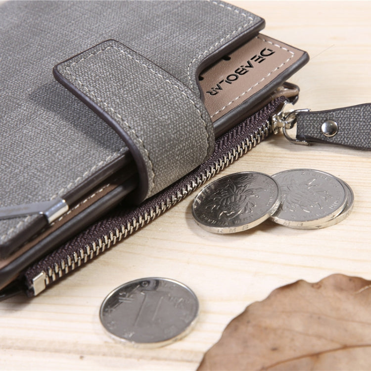 DEABOLAR Casual Retro Canvas Pattern Multifunctional Medium Long Wallet(Coffee)