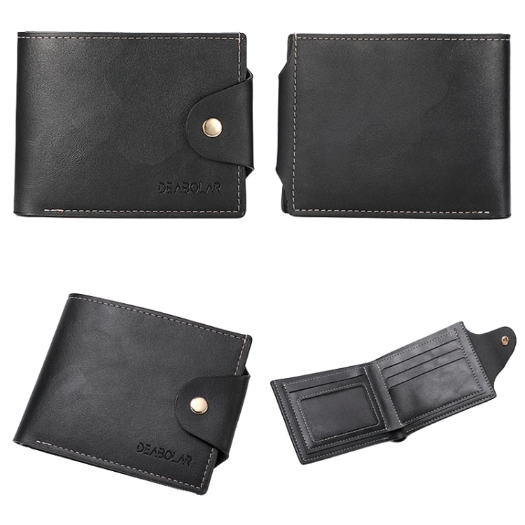 DEABOLAR Large-capacity Multi-card Slot PU Soft Leather Retro Short Wallet(Black)
