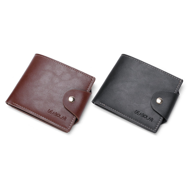 DEABOLAR Large-capacity Multi-card Slot PU Soft Leather Retro Short Wallet(Brown)