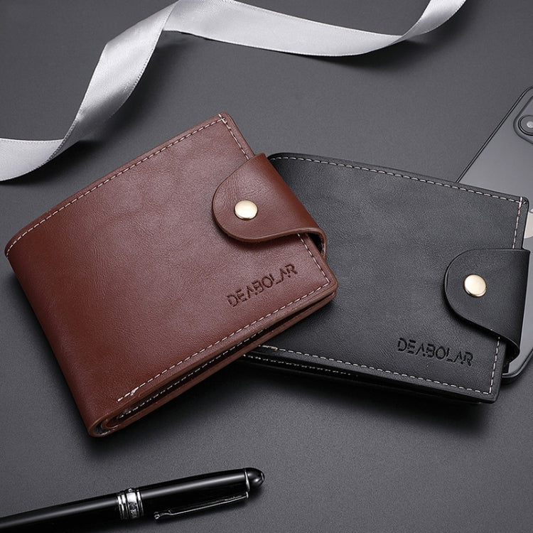 DEABOLAR Large-capacity Multi-card Slot PU Soft Leather Retro Short Wallet(Black)