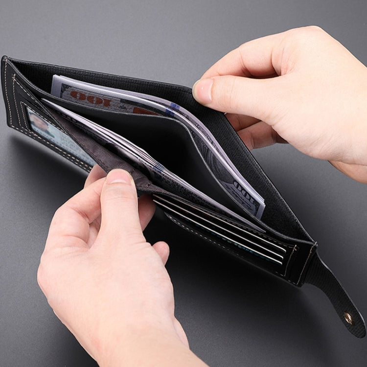 DEABOLAR Large-capacity Multi-card Slot PU Soft Leather Retro Short Wallet(Black)