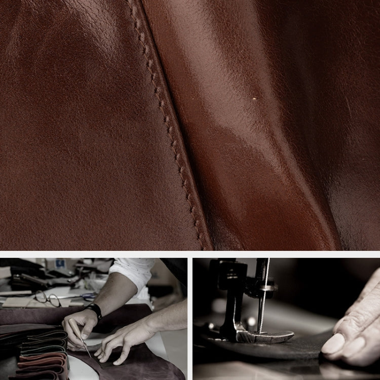 HUMERPAUL RFID Anti-Magnetic Men Pickup Card Bag Metal Chain Short Leather Wallet, Color: Coffee