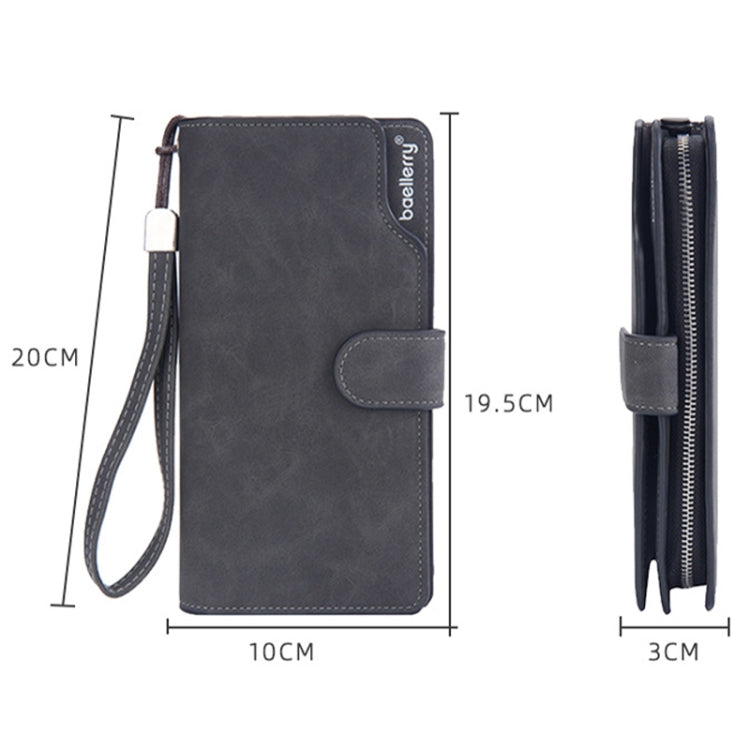 Baellerry Matte Leather Multi-card Slot Men Clutch Bag Zip Buckle Vintage Wallet(Grey)