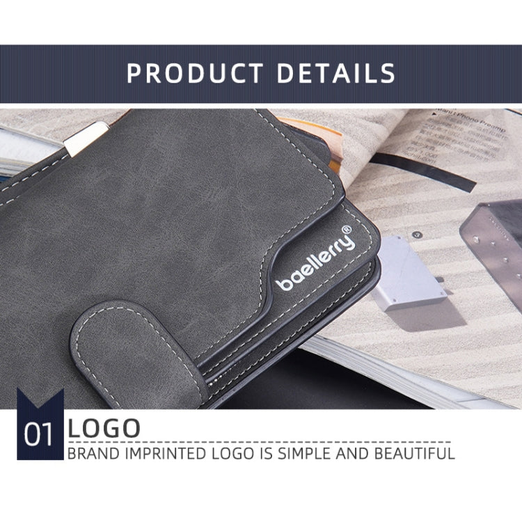 Baellerry Matte Leather Multi-card Slot Men Clutch Bag Zip Buckle Vintage Wallet(Black)