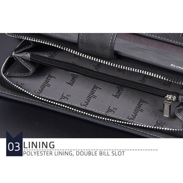 Baellerry Matte Leather Multi-card Slot Men Clutch Bag Zip Buckle Vintage Wallet(Grey)
