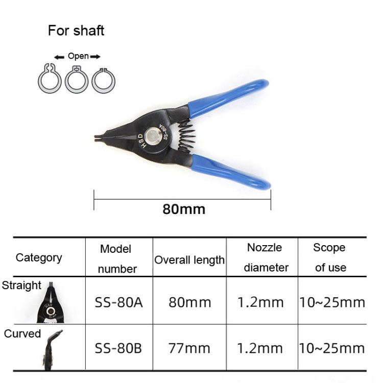 HSD SS-80B Outer For Shaft Curved  10-25mm Compact Spring-Loaded Pliers Retaining Ring Pliers
