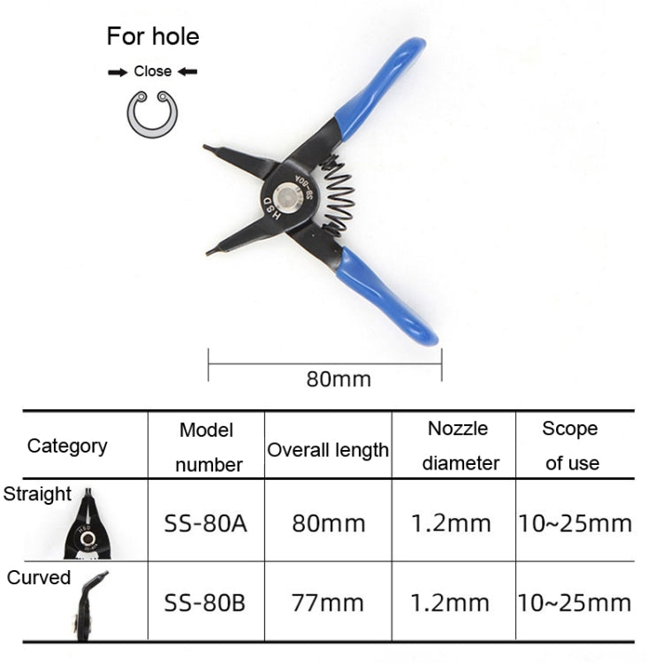 HSD SB-80A Internal For Hole Straight  10-25mm Compact Spring-Loaded Pliers Retaining Ring Pliers