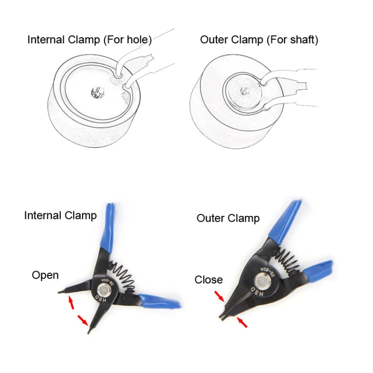 HSD SB-80B Internal For Hole Curved 10-25mm Compact Spring-Loaded Pliers Retaining Ring Pliers