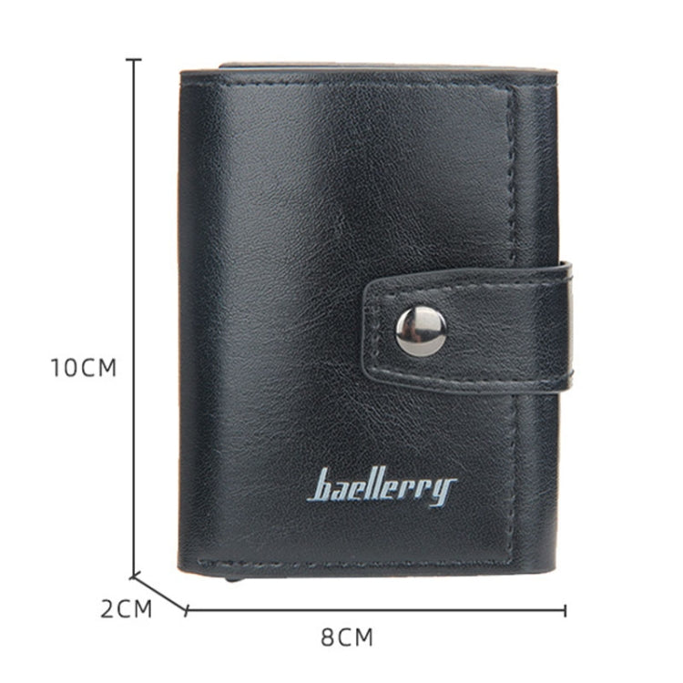Baellerry RFID Anti-Theft Automatic Pop-Up Card Wallet Buckle Metal Aluminum Shell Card Holder(Black)