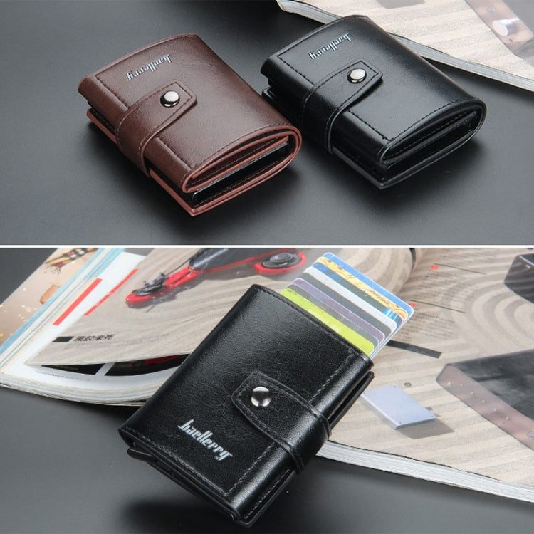 Baellerry RFID Anti-Theft Automatic Pop-Up Card Wallet Buckle Metal Aluminum Shell Card Holder(Coffee)