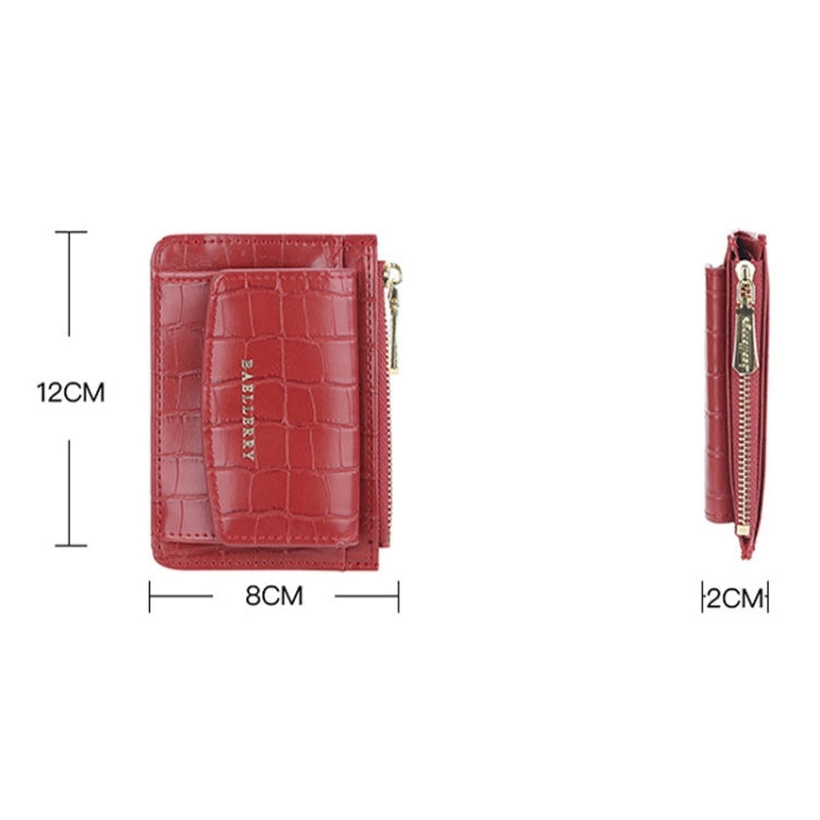 Baellerry Crocodile Pattern Multifunctional Card Holder Small Zipper Coin Purse(Grey)