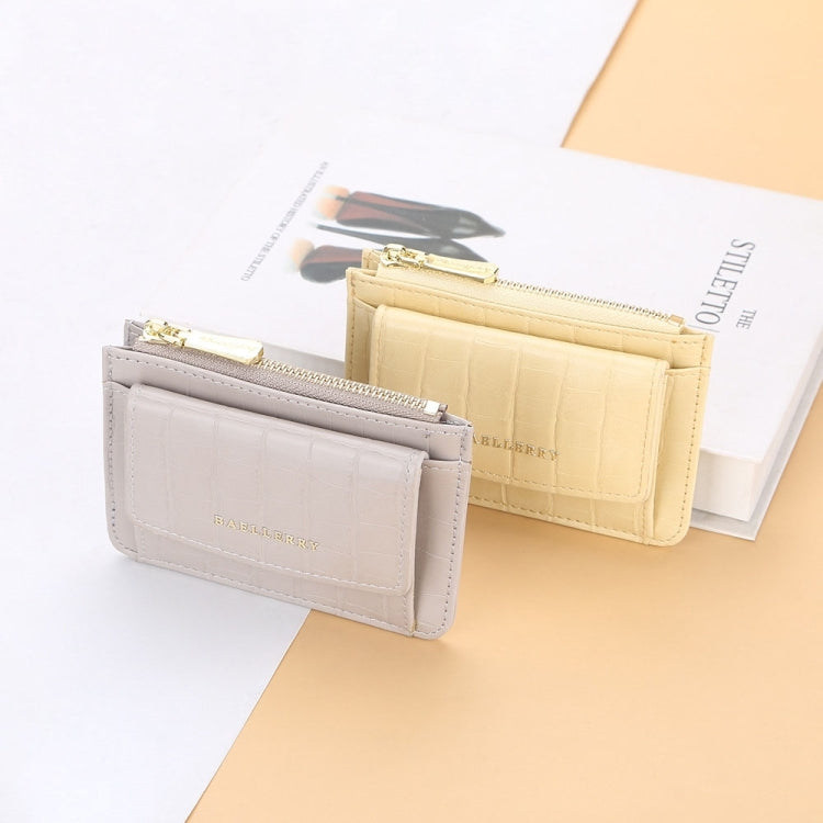 Baellerry Crocodile Pattern Multifunctional Card Holder Small Zipper Coin Purse(Grey)