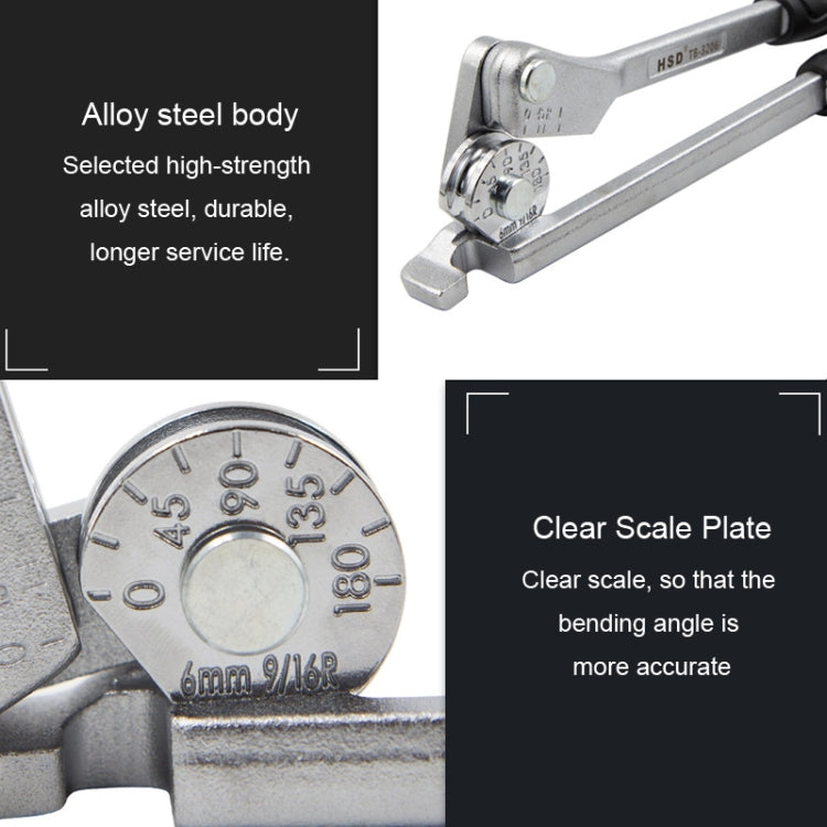HSD TB-3208 8mm Diameter Manual Stainless Steel Pipe Iron Tube Bender Air Conditioner Copper Pipe Aluminum Pipe Bender
