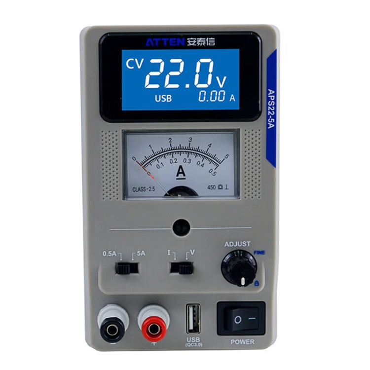 ATTEN APS22-5A 22V 5A USB Digital Variable Adjustable Laboratory DC Power Supply For Mobile Repair, EU Plug