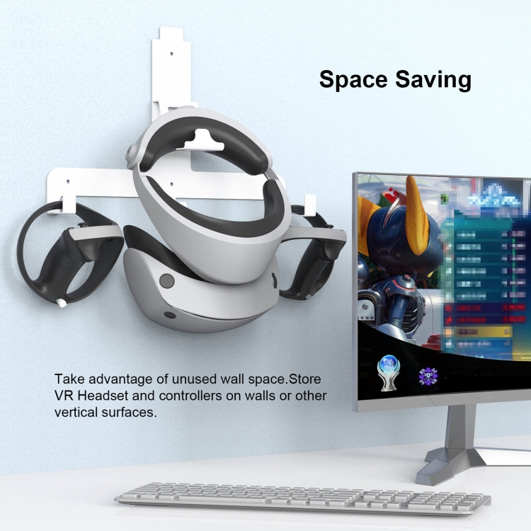 JYS JYS-P5158 For PS5 VR2 Wall Storage Bracket Helmet/Headset/Handle/Remote Control Wall Storage Storage Shelf(White)