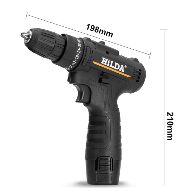 HILDA Home Power Drill 12V Li-Ion Drill With Charger And Battery, EU Plug, Model: Plastic Packing