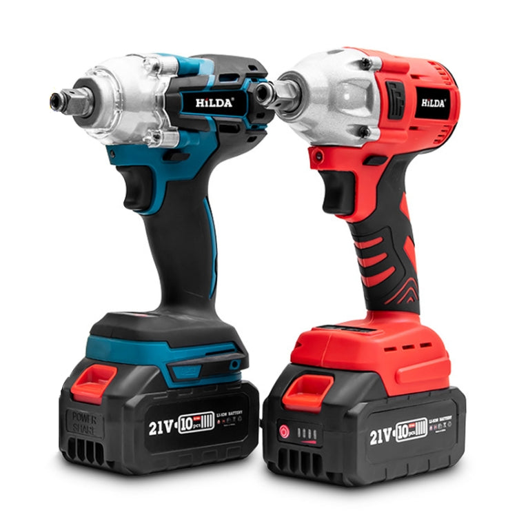 HILDA Motorized Wrenches Lithium Repair Parts With 22mm Socket, US Plug, Model: Blue With 2 Battery+1 Charger(1500mAh)