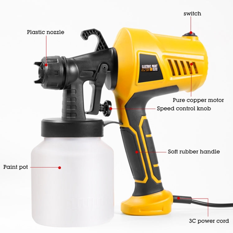 HILDA High Voltage Motorized Paint Spray Tool Portable And Detachable, Specification: With Anti-Touch Switch US Plug Yellow
