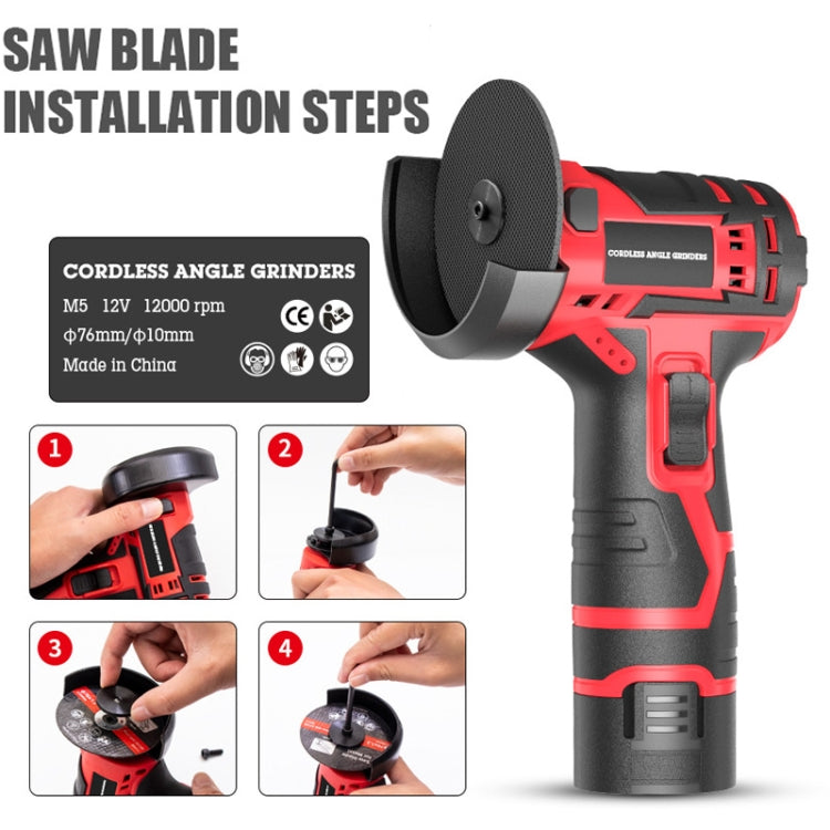 HILDA 12V 3 Inch Li-Ion Angle Grinder Home Cutting And Sanding Machine, EU Plug, Model: Carton Package With 1 Battery
