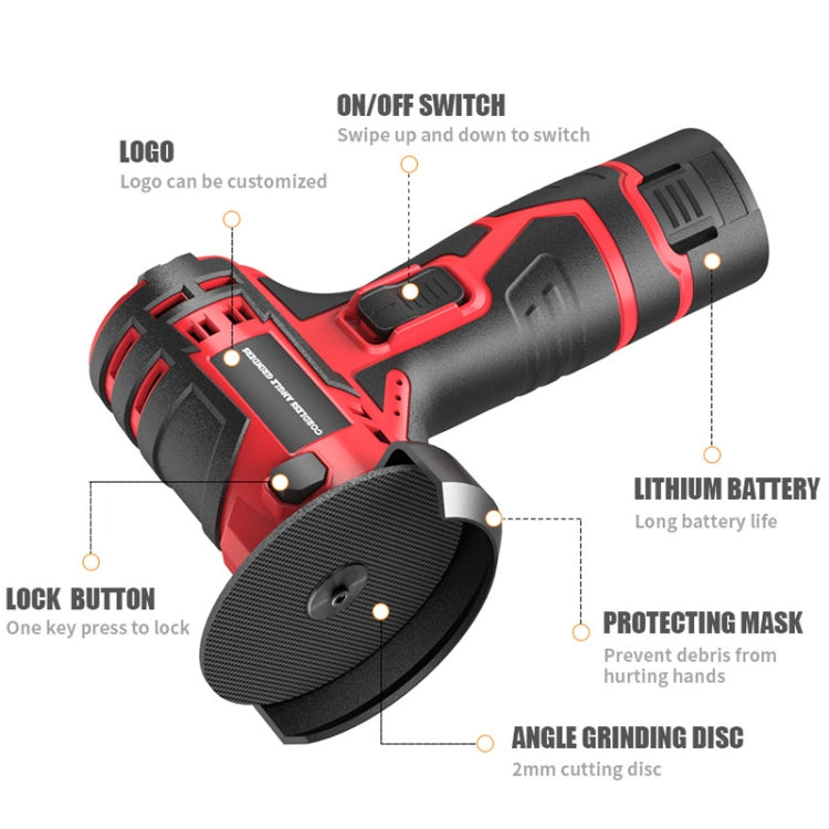 HILDA 12V 3 Inch Li-Ion Angle Grinder Home Cutting And Sanding Machine, US Plug, Model: Carton Package With 1 Battery