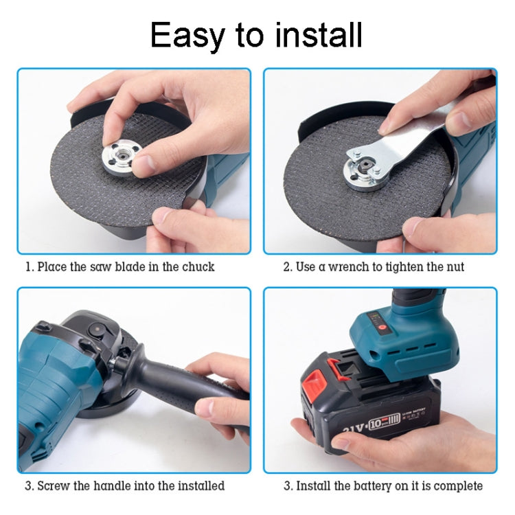 HILDA 21V Brushless Angle Grinder Lithium Cutting Machine, Model: 1 Battery+1 Charger EU Plug