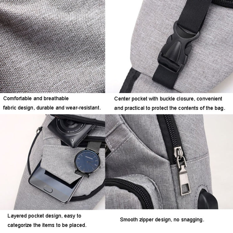 MeiJieLuo Simple Men Chest Bag Sports Youth Shoulder Crossbody Bag(Grey)